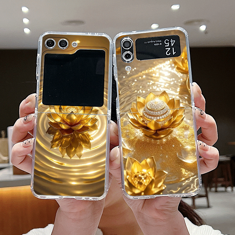 Z Phone Accessories - Creative Golden Lotus Flower Pattern Phone
