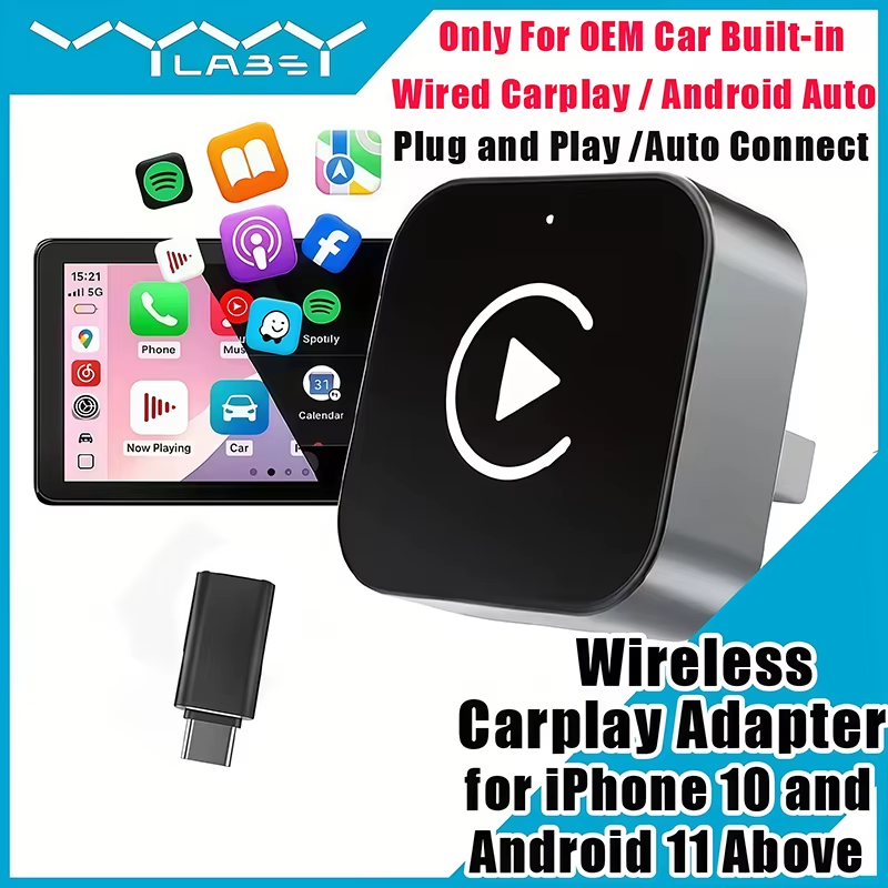 Phone Accessories Vendor - 2-in-1 Wireless CarPlay Adapter Plug-and-Play for