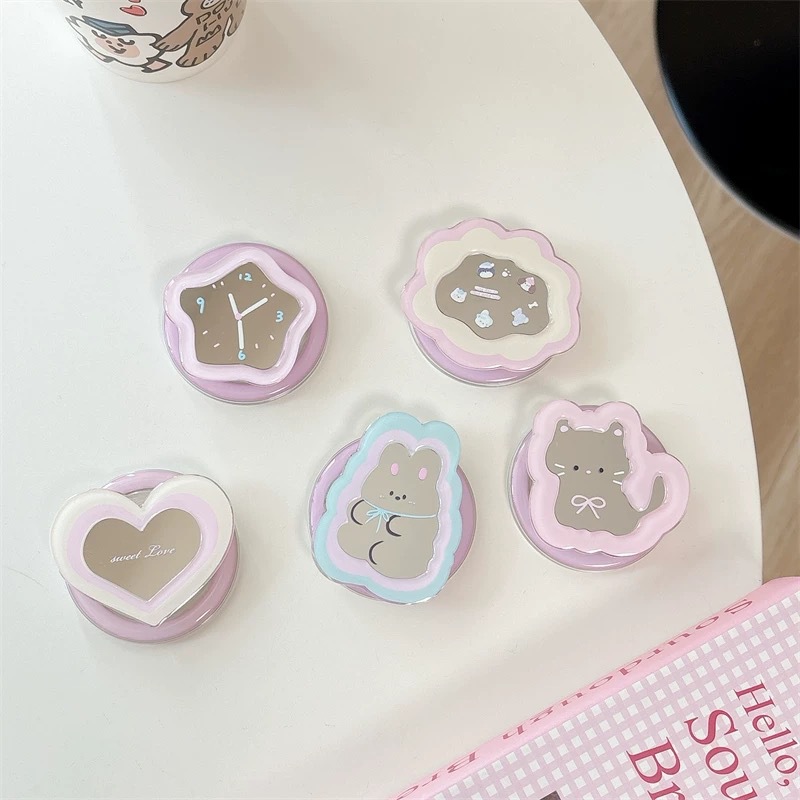 Phone Accessories Vendor - Cartoon Mirror Telescopic Phone Stand Kawaii