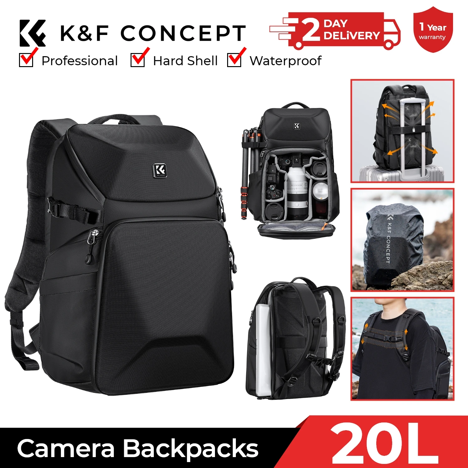 K&F CONCEPT 20L Camera Backpac - Phone Accessories For Photography recension och pris
